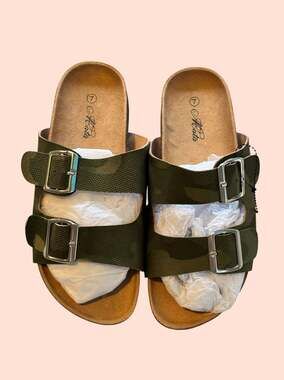Alata CARDI-2 Camo Double Buckle Slide Sandals Size 7